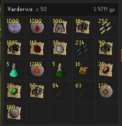 50 Vardorvis kills logged — completed order proof